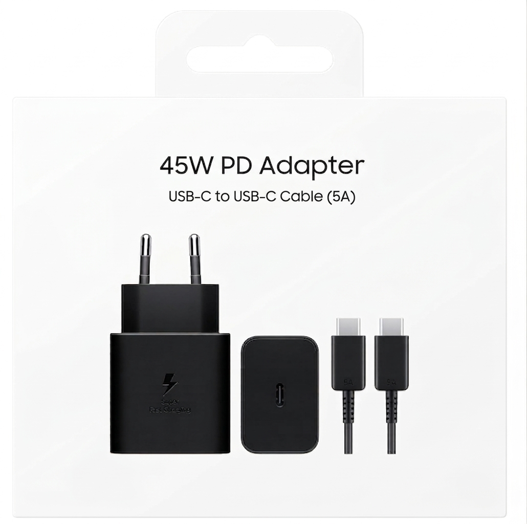 Chargeur Secteur 45W PD avec Câble USB-C vers USB-C (5A)
